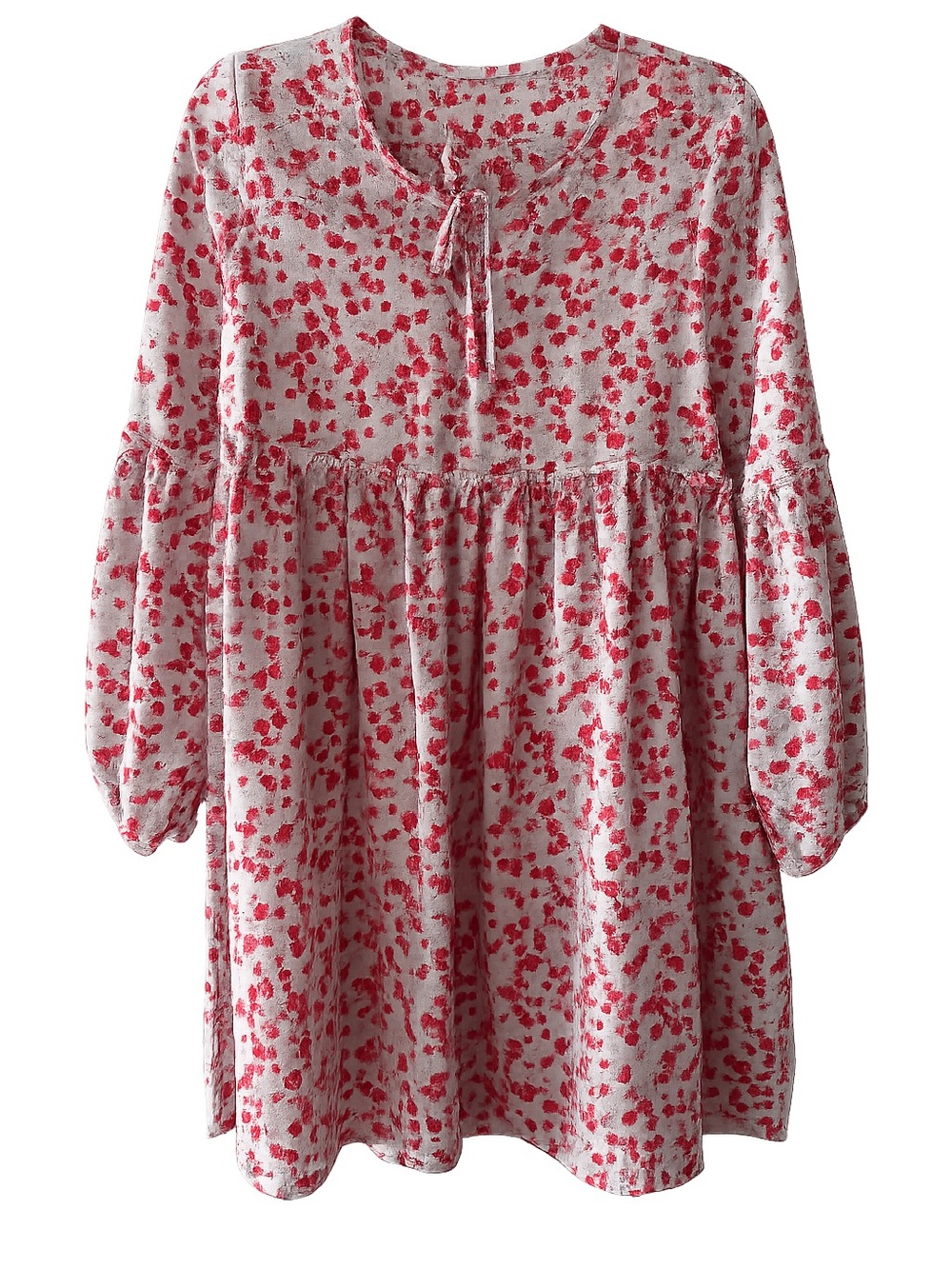 Jack by BB Dakota Floral red Tie-Neck Babydoll Oversized Dress Size XS NWOT